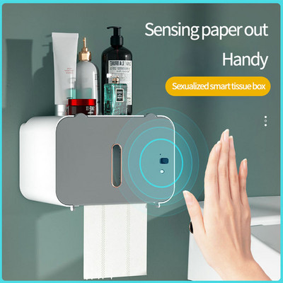 Indukciós vécépapír tartó polc Automata papírkiadás Wc papírtartó falra szerelhető WC papír adagoló Fürdőszoba kiegészítők