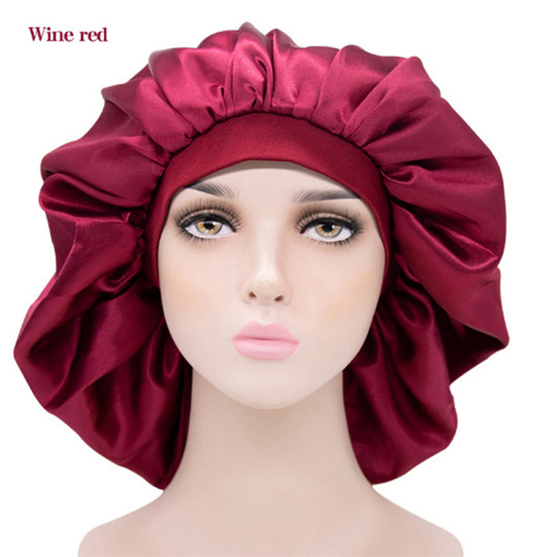 Női szatén fejkendő Sleeping Bonnet Hajpakoló sapka sapka fejpánt fejfedő