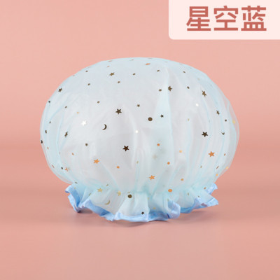 Dvoslojni dizajn zvjezdanog neba, debela vodootporna kapa za tuširanje, zvjezdani uzorak, oprema za kupaonske frizerske salone, šeširi za kupanje, šeširi za žene