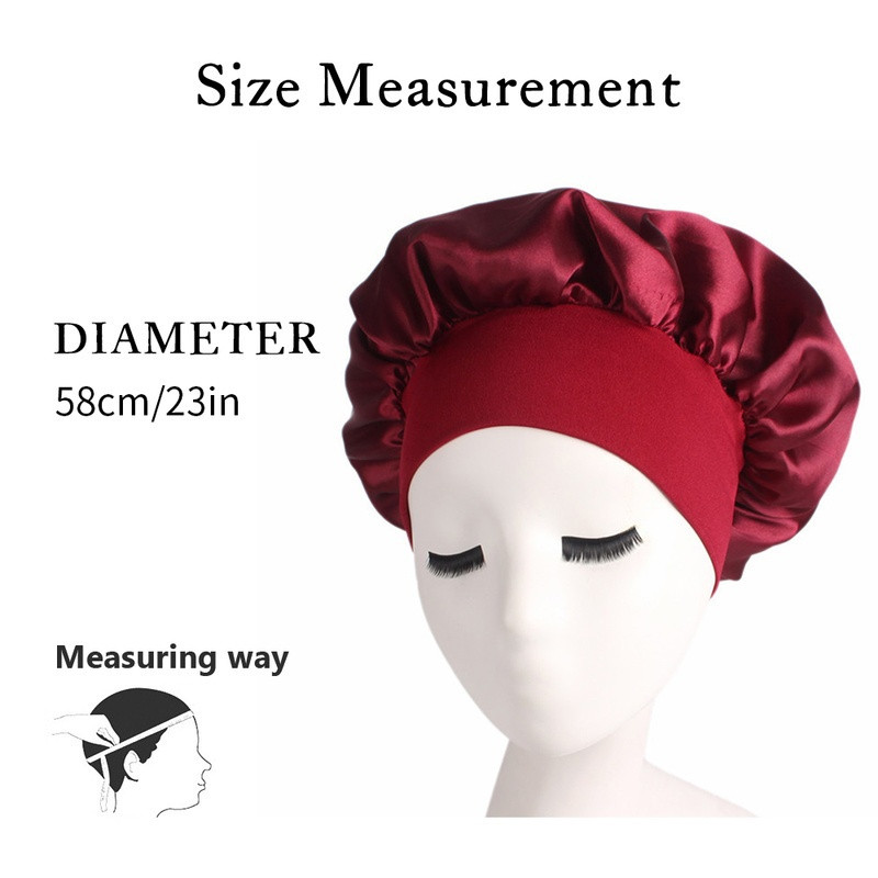 Ženska satenska noćna kapa širokog oboda Noćna kapa za spavanje Kapa za njegu kose Noćna kapa za spavanje za kovrčavu kosu Elastični dodaci za frizuru