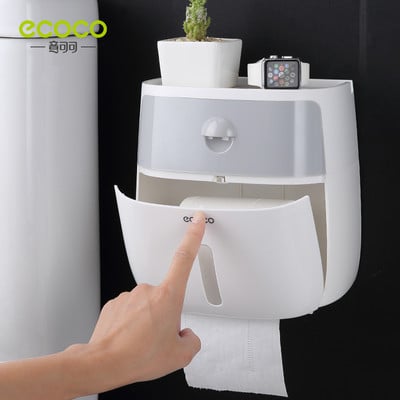 ECOCO Επιτοίχια Tissue Box Μπάνιο χωρίς διάτρηση Κουτί αποθήκευσης Αποθηκευτικός χώρος Πλαίσιο ενσωματωμένο σχέδιο με συρτάρι