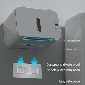 Поставка за тоалетна хартия Монтиране на стена Държач за кърпички Wc Индукционна автоматична кутия за кърпички Без пробиви Водоустойчиво уплътнение Мързеливи консумативи за интелигентен дом