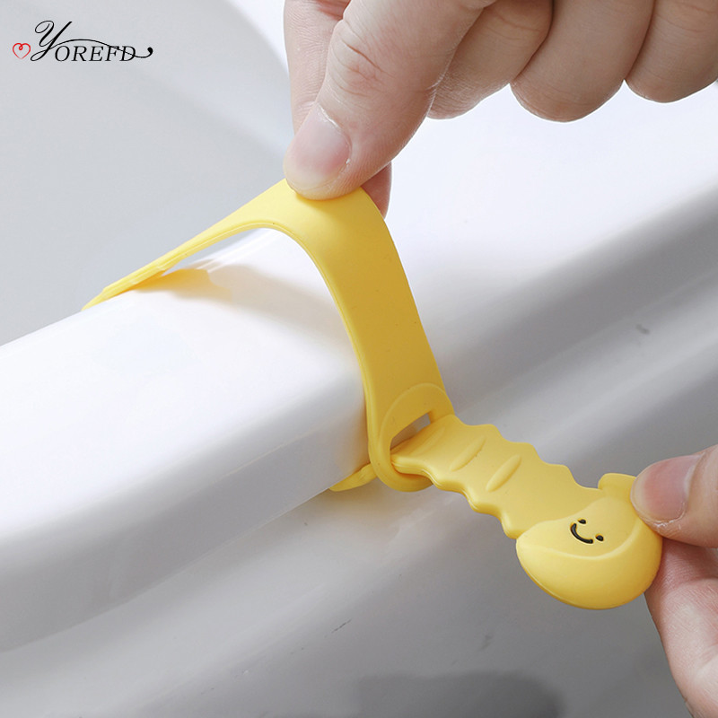 OYOREFD pārnēsājamā karikatūra silikona tualetes sēdekļa pacēlāja pacelšanas ierīce Izvairieties pieskarties tualetes vāka rokturim tualetes tualetes piederumiem