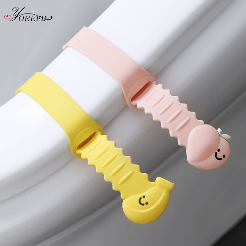 OYOREFD pārnēsājamā karikatūra silikona tualetes sēdekļa pacēlāja pacelšanas ierīce Izvairieties pieskarties tualetes vāka rokturim tualetes tualetes piederumiem