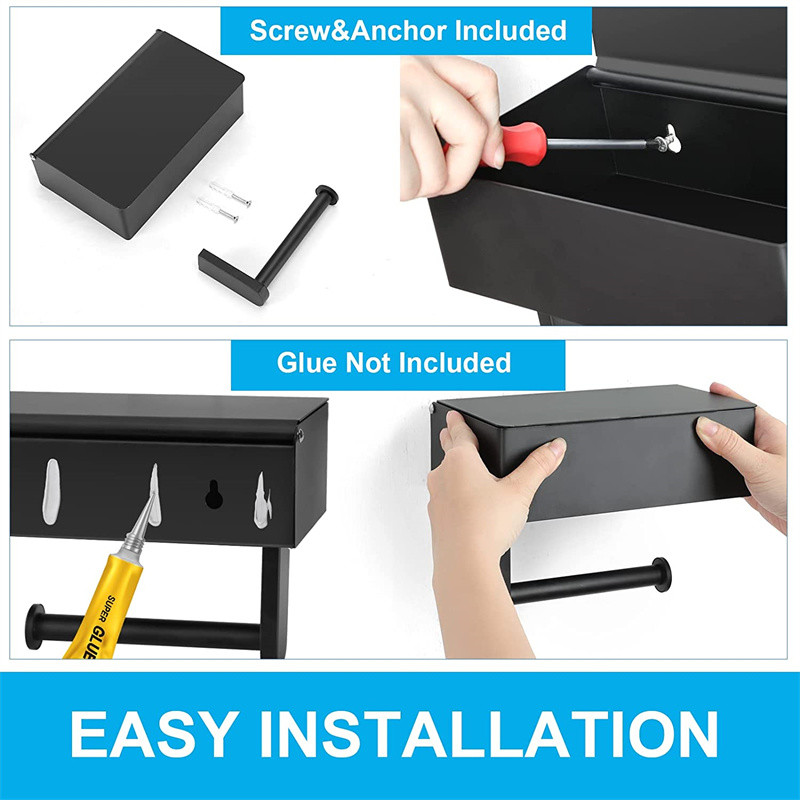 Pie sienas stiprināms tualetes papīra turētājs Vannas istabas salvešu piederumi Plauktu turētāji Pašlīmējošie perforatori Virtuves rullīšu papīra piederumi