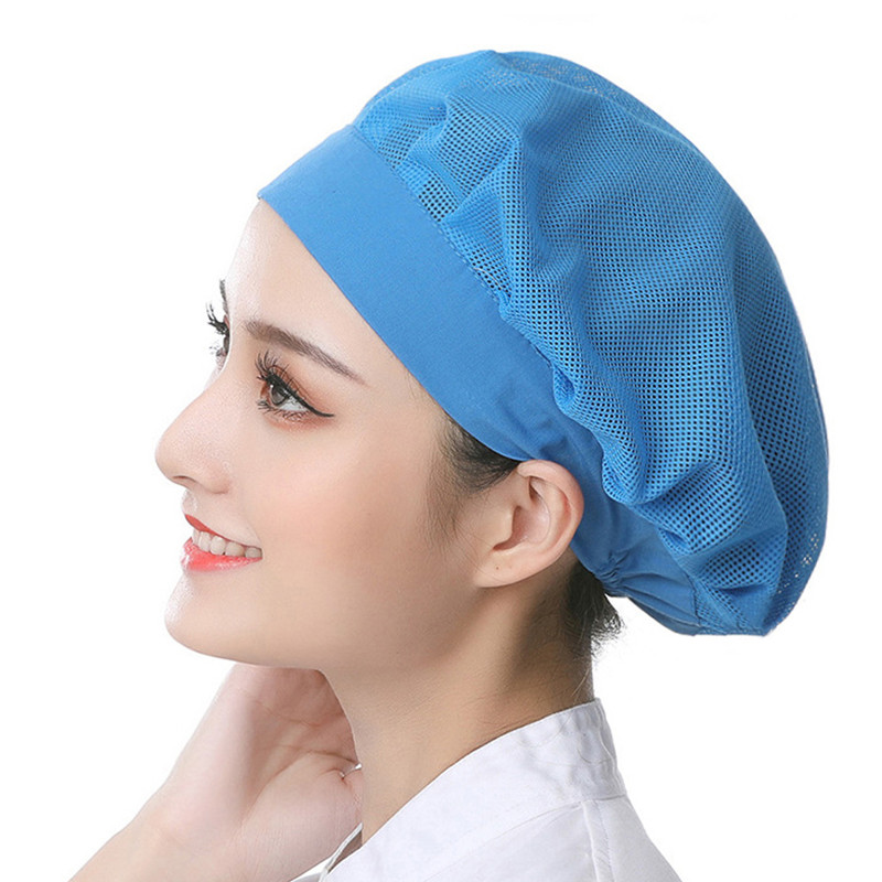 Unisex elastsed võrkmütsid Kohvik Baar Köök Restoran Hotell Pagariäri Ettekandja Kokk Tööriided Mütsid Mehed Naised Hingavad töökojamütsid