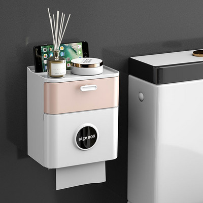 Ūdensnecaurlaidīgs tualetes papīra turētājs, papīra dvieļu turētājs, pie sienas stiprināms vannas istabas plaukts, pārnēsājams plaukts