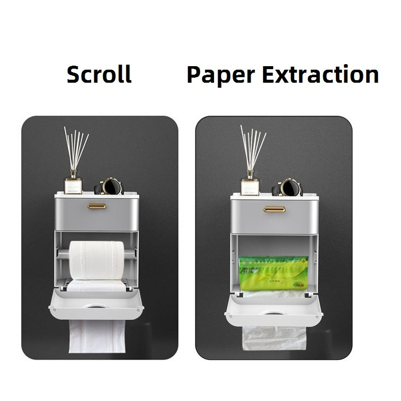 Ūdensnecaurlaidīgs tualetes papīra turētājs, papīra dvieļu turētājs, pie sienas stiprināms vannas istabas plaukts, pārnēsājams plaukts