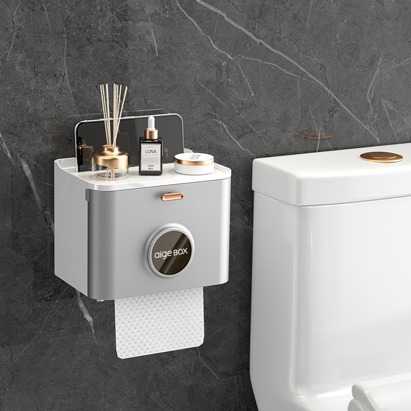Ūdensnecaurlaidīgs tualetes papīra turētājs, papīra dvieļu turētājs, pie sienas stiprināms vannas istabas plaukts, pārnēsājams plaukts