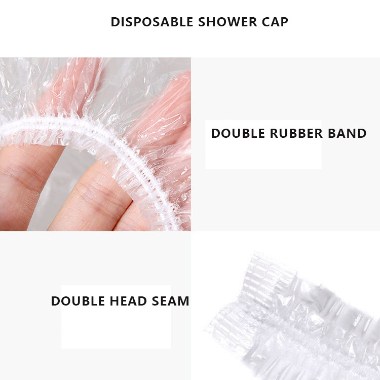 Kapa za tuširanje od 100 komada, plastična vodootporna kapa za glavu, hotelska kapa za tuširanje za farbanje kose, prozirna plastična kapa za kozmetički salon, prianjajuća
