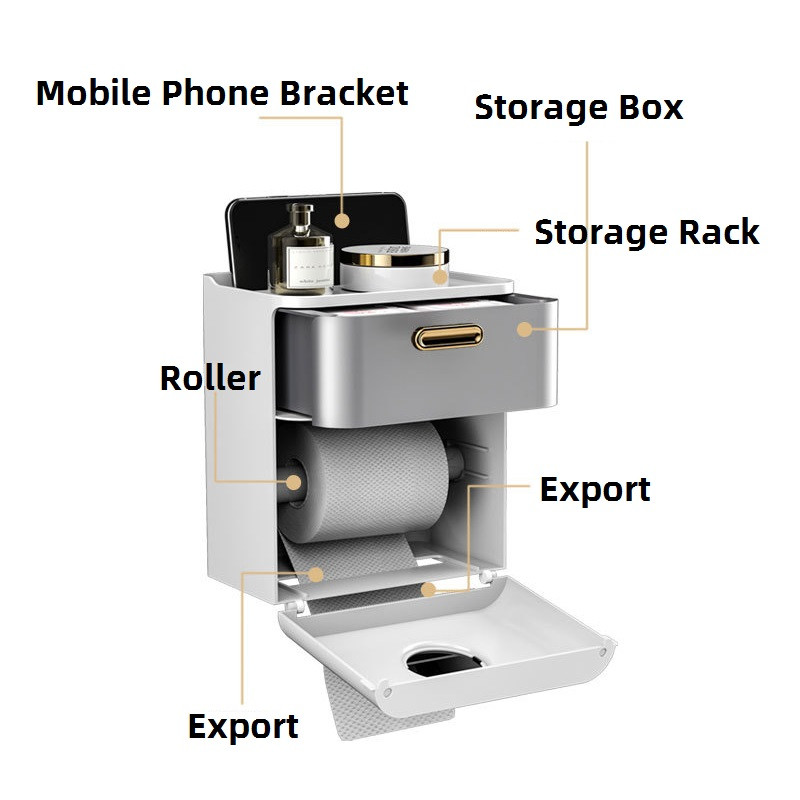 Vodootporan držač toaletnog papira bez noktiju Držač papirnatih ručnika Zidna polica za kupaonicu Kuhinjska kutija za pohranu Prijenosni stalak