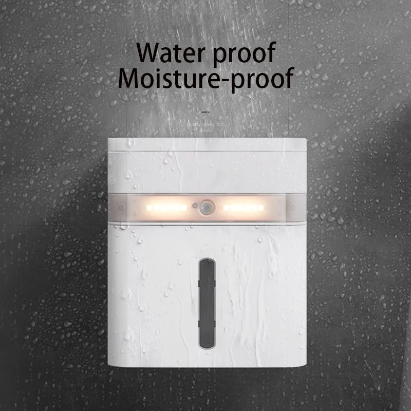 Zidni držač toaletnog papira s indukcijskim svjetlom Višenamjenski stalak za pohranu Vodootporni držač toaletnog papira Kupaonski pribor