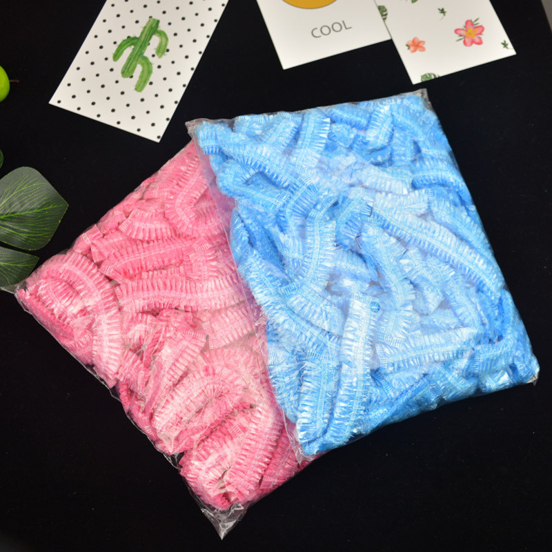 100KOM jednokratna kapa za tuširanje, elastična mrežasta netkana kapa za kupanje za nadogradnju trepavica, prozirna, vodootporna kapa za kosu, kape za tuširanje