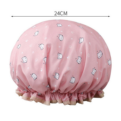 Divu slāņu dušas vāciņš ūdensizturīgs sieviešu virtuves ūdensizturīgs dūmu necaurlaidīgs ūdensizturīgs peldēšanai pieaugušo sieviešu šampūns, pūkains zibspuldze