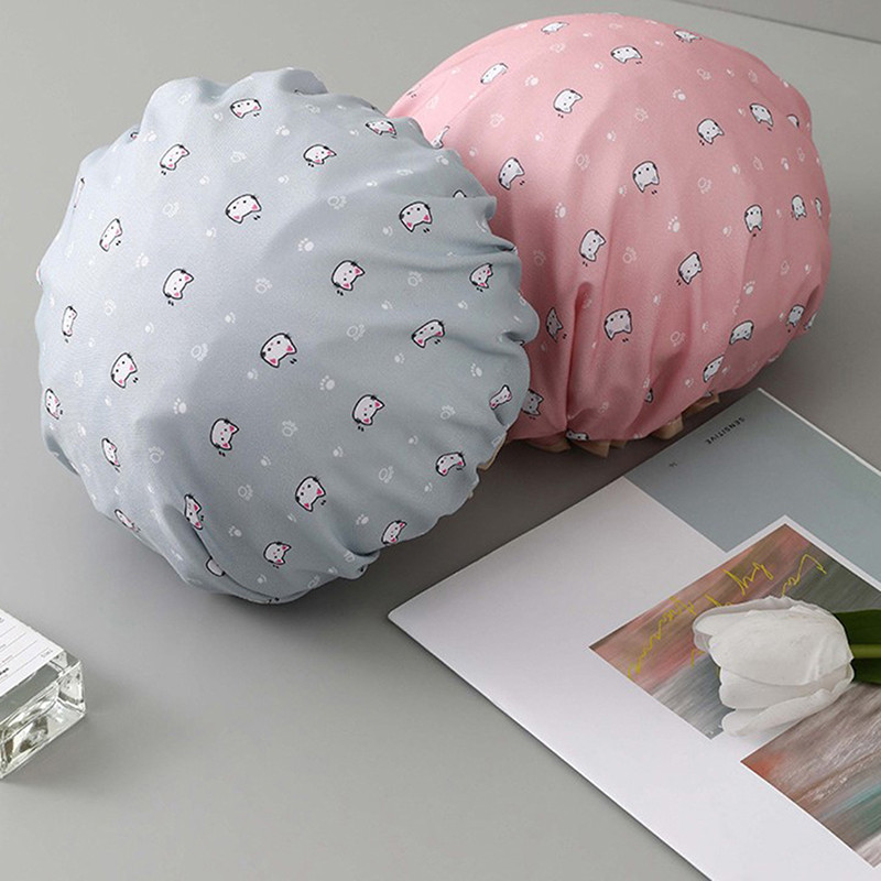 Divu slāņu dušas vāciņš ūdensizturīgs sieviešu virtuves ūdensizturīgs dūmu necaurlaidīgs ūdensizturīgs peldēšanai pieaugušo sieviešu šampūns, pūkains zibspuldze