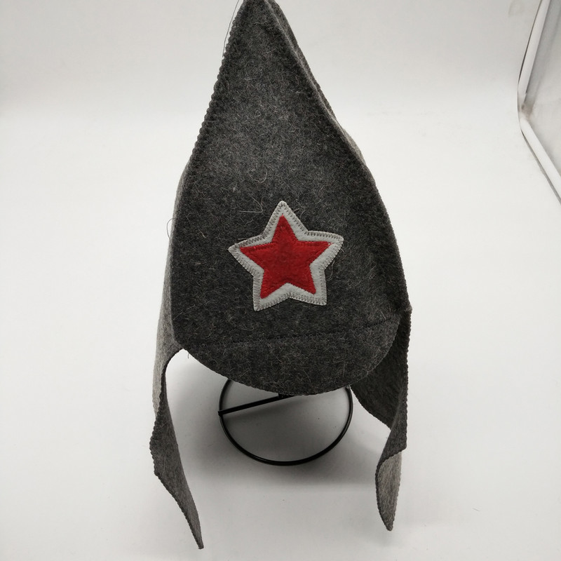 Grynos vilnos veltinio pirties kepurė Russian Banya kepurė, išsiuvinėta dušo kabinai galvos apsaugai saunos garų priedai