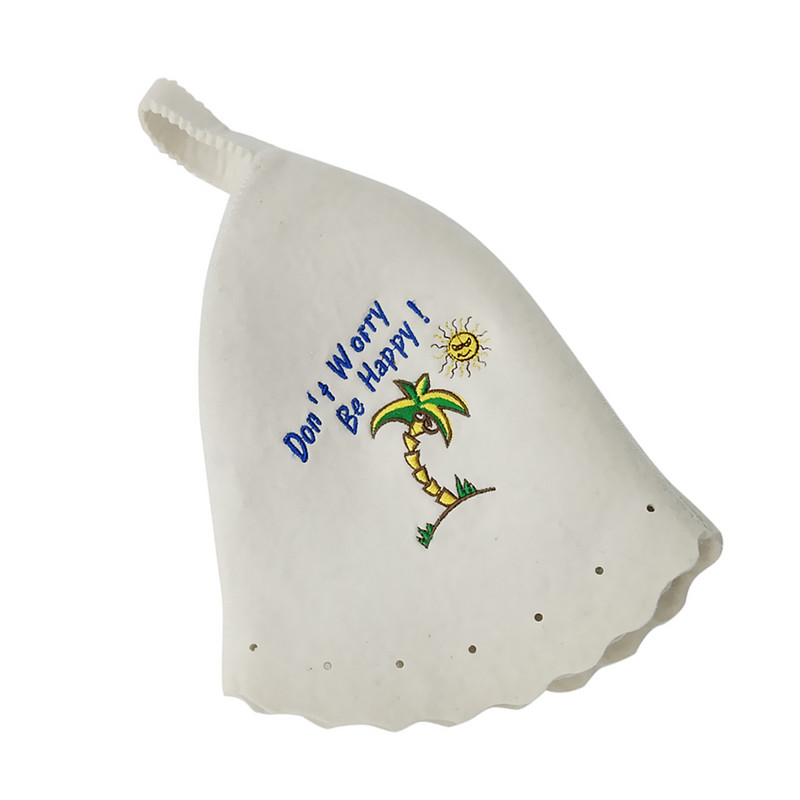 Grynos vilnos veltinio pirties kepurė Russian Banya kepurė, išsiuvinėta dušo kabinai galvos apsaugai saunos garų priedai