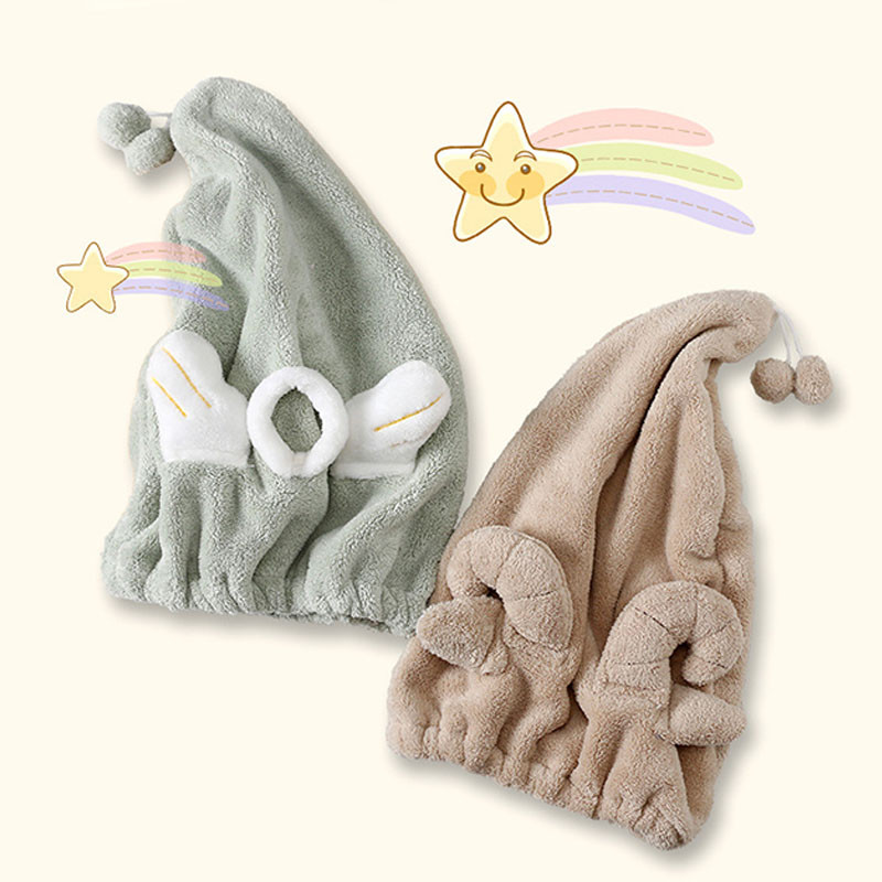 Slatka crtana kapa za tuširanje Turban za kosu od koraljnog flisa Kapa za kupaonicu Prijenosna ženska kapa za suhu kosu Brzosušivi omotani ručnik 1 kom.