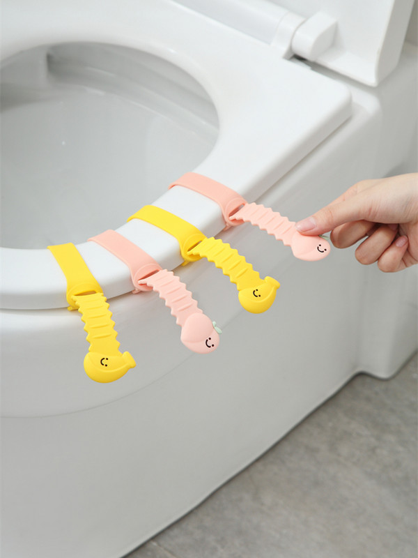 Karikatūras silikona tualetes vāka pacēlājs, neslīdošs sprādzes dizains, mīksts rokturis, netīrumus izturīgs tualetes sēdekļa aksesuāri