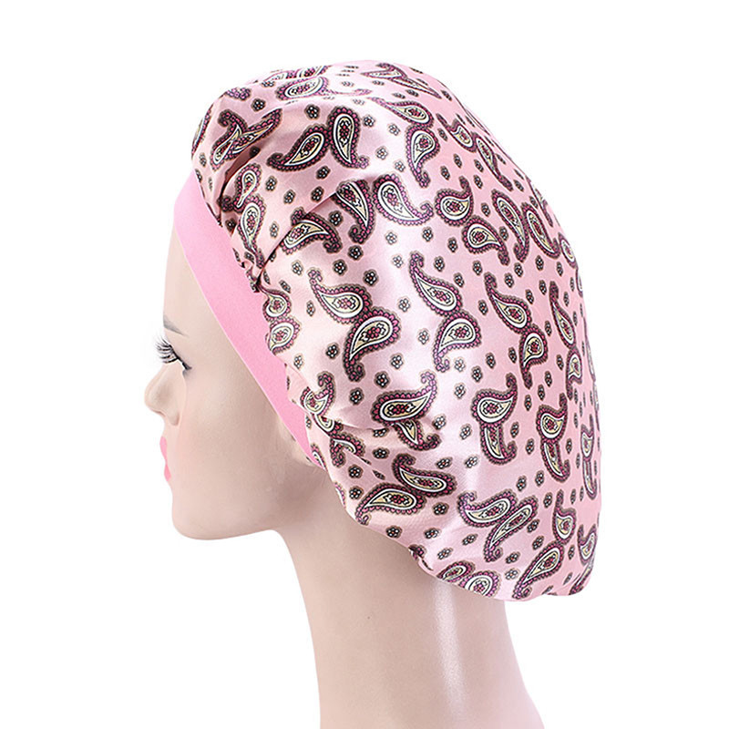 Új haj szatén motorháztető alvó zuhanysapkához Selyem motorháztető motorháztető női éjszakai alvás sapka fejfedő széles rugalmas szalag