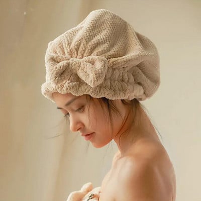 Γρήγορο στέγνωμα μαλλιών Πετσέτα μπάνιου Spa Bowknot Wrap Πετσέτα Αξεσουάρ μπάνιου Παχύ καπό για γυναίκες Επαγγελματικό καπάκι μπάνιου