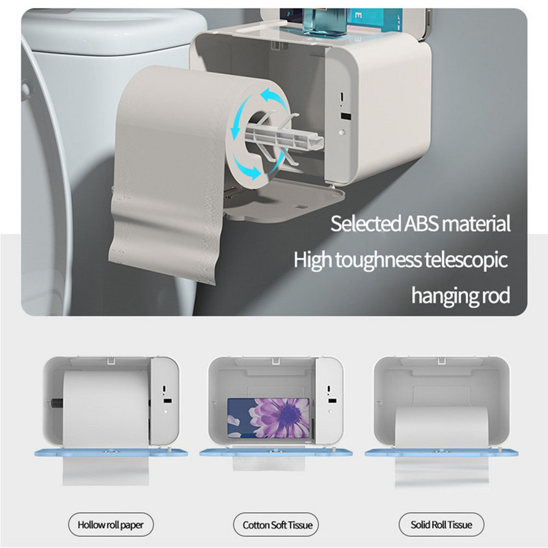 Zidni držač maramica Stalak za toaletni papir Kupaonica Kuhinja Stalak za pohranu Indukcijska automatska kutija za maramice Kućne potrepštine bez bušenja