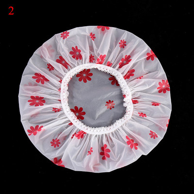 Matēta apdrukāta mežģīņu dušas cepure Bieza ūdensnecaurlaidīga peldcepure Daudzkrāsu ziedu apdruka pret dūmu cepure Matēta vannas cepure sievietēm