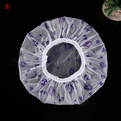 Matēta apdrukāta mežģīņu dušas cepure Bieza ūdensnecaurlaidīga peldcepure Daudzkrāsu ziedu apdruka pret dūmu cepure Matēta vannas cepure sievietēm