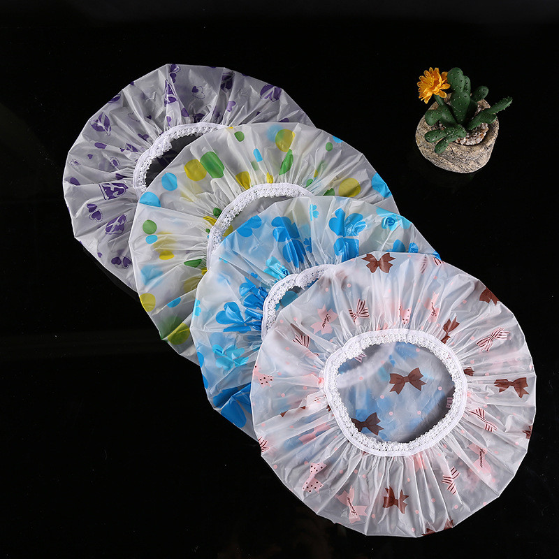 Matēta apdrukāta mežģīņu dušas cepure Bieza ūdensnecaurlaidīga peldcepure Daudzkrāsu ziedu apdruka pret dūmu cepure Matēta vannas cepure sievietēm