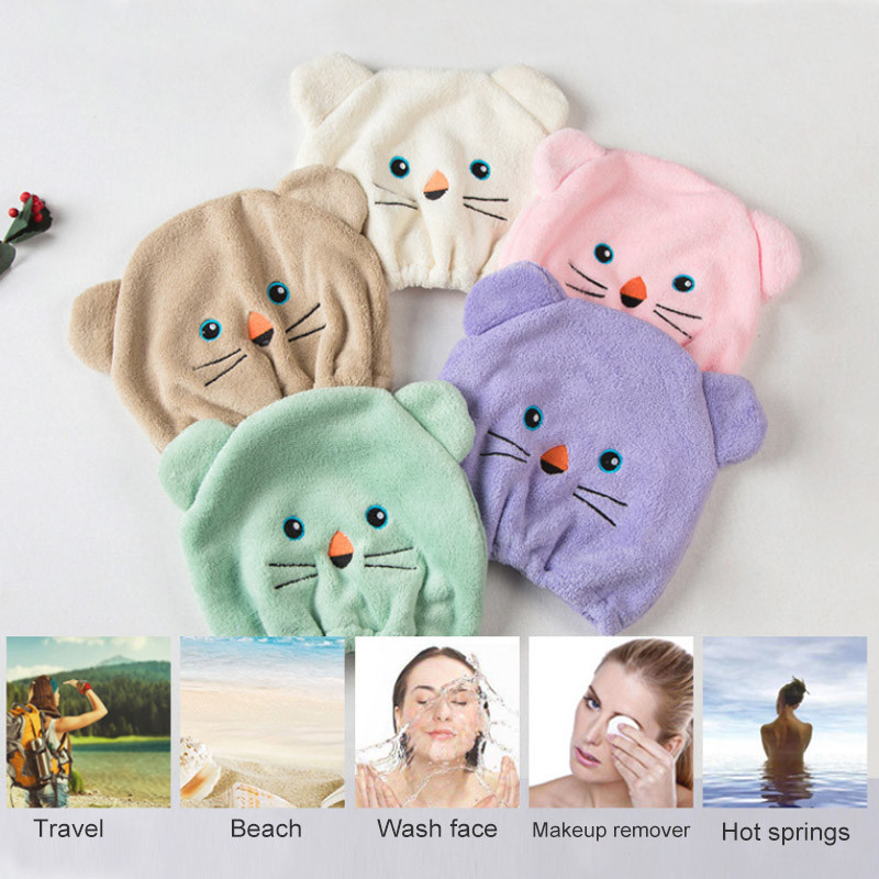 1kom slatkih crtanih filmova Brzo sušenje kose umotani ručnici Šešir za suhu kosu Kape za kupanje Prijenosna kapa za tuširanje od koraljnog flisa Dodaci za kupanje