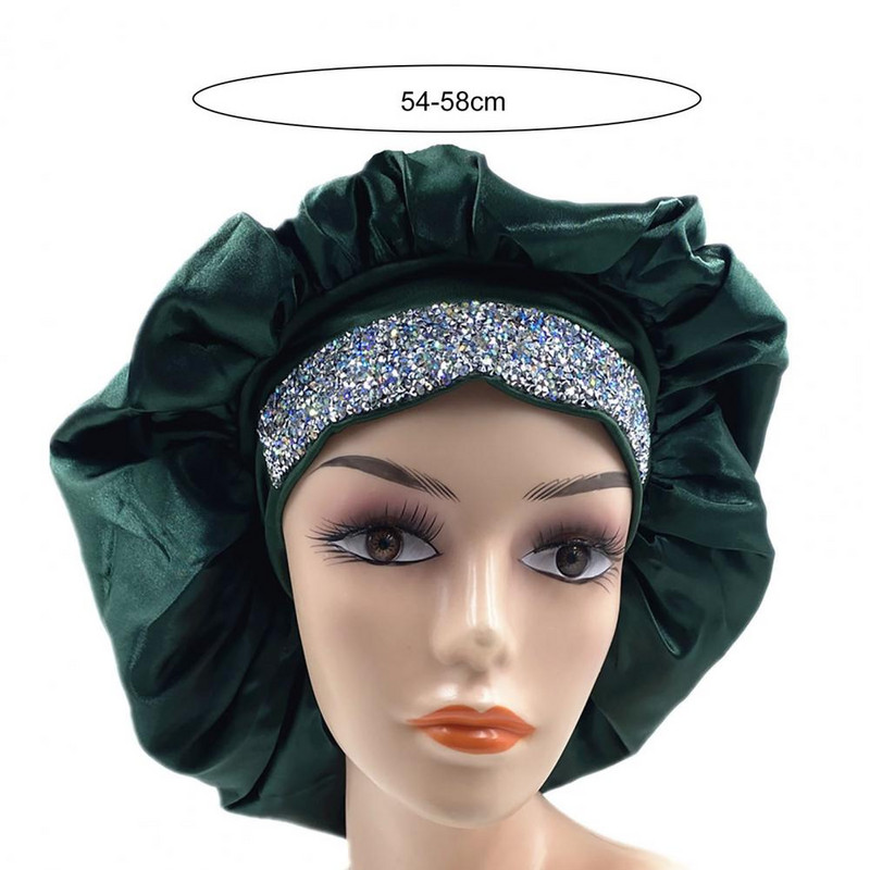 Luksuzna ženska kapa za tuširanje sa vještim dijamantom, elastična jednobojna tkanina sa šeširićem od satenske svile, kapica za kupanje, kapa za spavanje