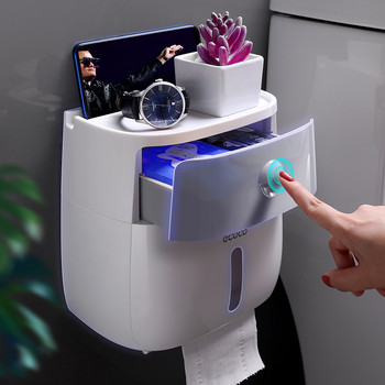 Διπλή στρώση θήκη χαρτιού τουαλέτας Αδιάβροχο κουτί αποθήκευσης Επιτοίχιο Διανομέας ρολού τουαλέτας Φορητές θήκες για χαρτί υγείας