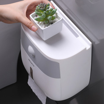 Двуслоен държач за тоалетна хартия Водоустойчива кутия за съхранение Монтиран на стена диспенсер за тоалетна ролка Преносими държачи за тоалетна хартия