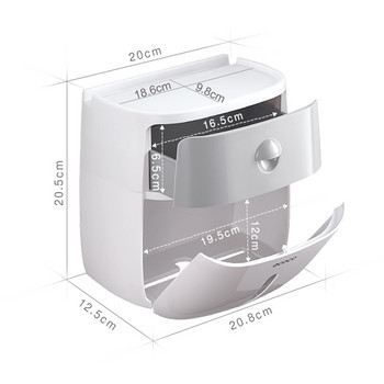 Двуслоен държач за тоалетна хартия Водоустойчива кутия за съхранение Монтиран на стена диспенсер за тоалетна ролка Преносими държачи за тоалетна хартия