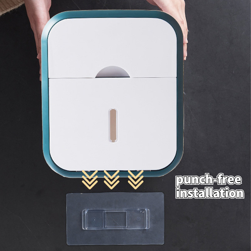 Augstas kvalitātes tualetes papīra kastīte bez perforatora salvešu turētājs, ūdensnecaurlaidīgs glabāšanas statīvs pie sienas stiprināms vannas istabas tualetes piederumu uzglabāšanas kaste