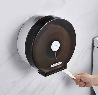 Kupaonski dozator maramica Zidni nosač Veliki kapacitet role Rola toaletnih ručnika za ruke Prozirni dozator crnog papira