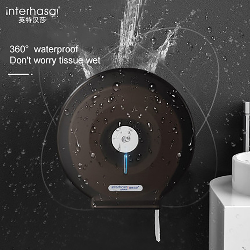 Kupaonski dozator maramica Zidni nosač Veliki kapacitet role Rola toaletnih ručnika za ruke Prozirni dozator crnog papira