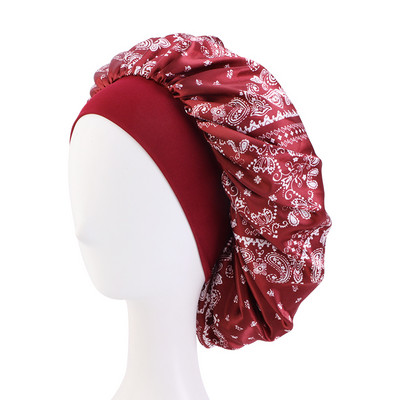 Nova mekana satenska kapa za glavu za žene za kemoterapiju Paisely uzorak Noćno spavanje Svilenkasti šešir Široka elastična traka Njega kose Pokrivalo za glavu Veleprodaja