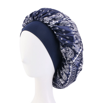 Nova mekana satenska kapa za glavu za žene za kemoterapiju Paisely uzorak Noćno spavanje Svilenkasti šešir Široka elastična traka Njega kose Pokrivalo za glavu Veleprodaja