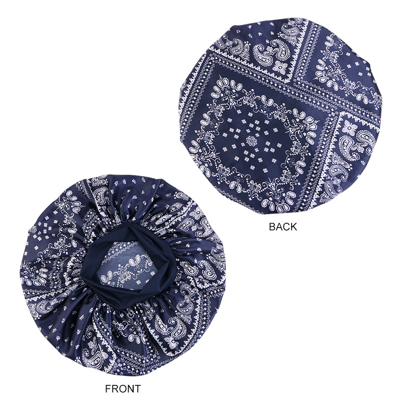 Nova mekana satenska kapa za glavu za žene za kemoterapiju Paisely uzorak Noćno spavanje Svilenkasti šešir Široka elastična traka Njega kose Pokrivalo za glavu Veleprodaja