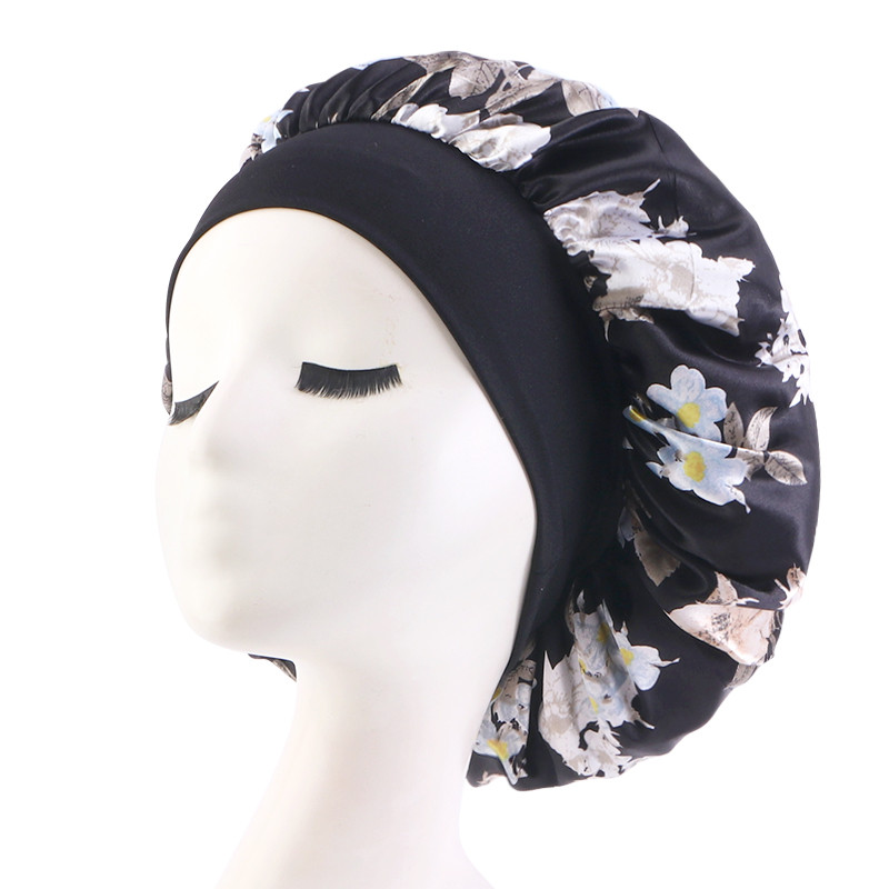 Sieviešu apdruka Satīna pārsegs elastīga plata josla nakts miega cepure matu izkrišanas vāciņš galvas ietīšana cirtaini atsperīgi mati skaistums ķīmiski cepures kopšana