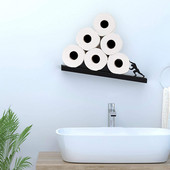 Koka vairāku tualetes papīra salvešu turētājs pie sienas stiprināms sportists Merlin Lover wc, rullējams dvieļu statīvs, glabāšanas plaukts, tualetes piederumi