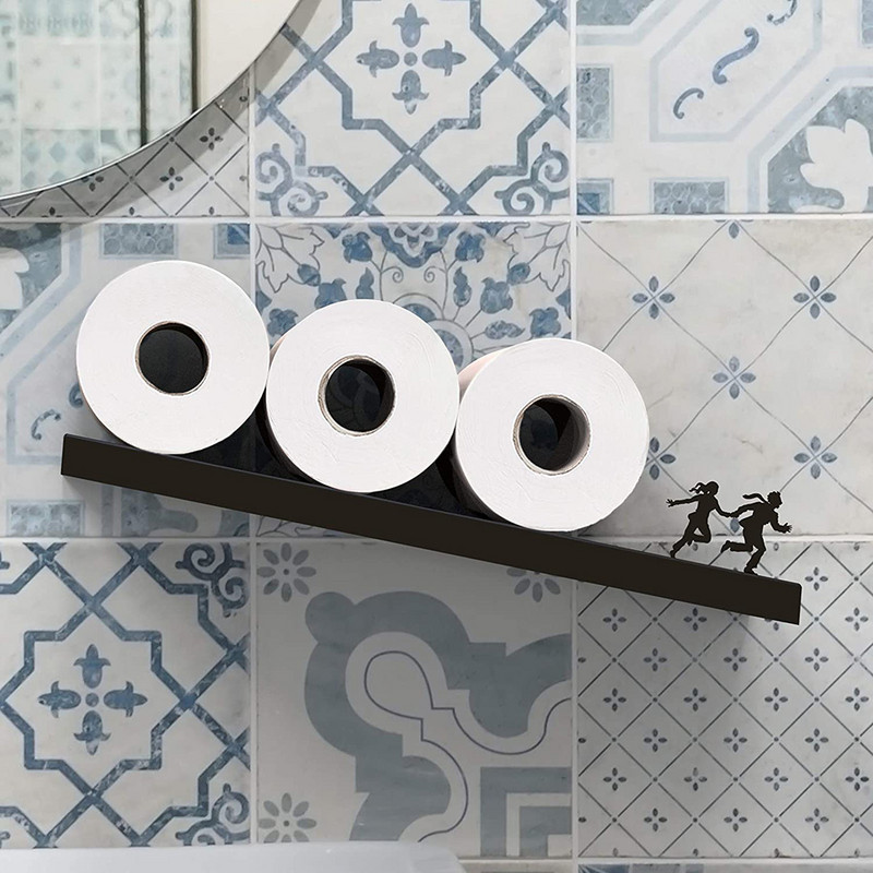 Koka vairāku tualetes papīra salvešu turētājs pie sienas stiprināms sportists Merlin Lover wc, rullējams dvieļu statīvs, glabāšanas plaukts, tualetes piederumi