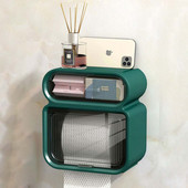 Ūdensnecaurlaidīgs tualetes papīra kastīte Bezmaksas caurumošana 2 vienā tualetes papīra turētājs tualetes vannas istabas uzglabāšanas plaukti pie sienas stiprināms salvešu turētājs