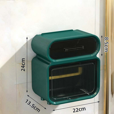 Ūdensnecaurlaidīgs tualetes papīra kastīte Bezmaksas caurumošana 2 vienā tualetes papīra turētājs tualetes vannas istabas uzglabāšanas plaukti pie sienas stiprināms salvešu turētājs