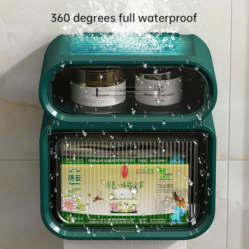 Ūdensnecaurlaidīgs tualetes papīra kastīte Bezmaksas caurumošana 2 vienā tualetes papīra turētājs tualetes vannas istabas uzglabāšanas plaukti pie sienas stiprināms salvešu turētājs