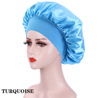 Nauja didelė satininė šilko naktinė naktinė naktinė kepuraitė, ilga atlasinė dangtelis su galva kaklaraištis juosta Kapoto kraštų apvyniojimas moterims garbanotiems plaukams