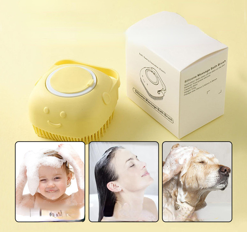 Vonios kambario šunų vonia Minkštas saugus šepetys silikoninės šukos su šampūno dėžute naminių gyvūnėlių priedai katėms masažo šukos priežiūros dušo įrankis