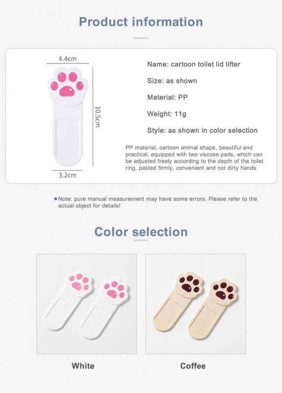 1 gab Cute tualetes sēdekļa pacēlājs karikatūra tualetes vāka pacēlājs Creative Cat Claw vāka pacēlājs atloka atvērējs izolēt baktēriju vannas istabas mājas lapa