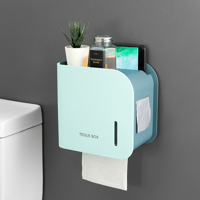 BAISPO prijenosni držač toaletnog papira Vodootporna kutija za pohranu Kutija za maramice bez bušenja Držač za pohranu u kućanstvu Kupaonski pribor